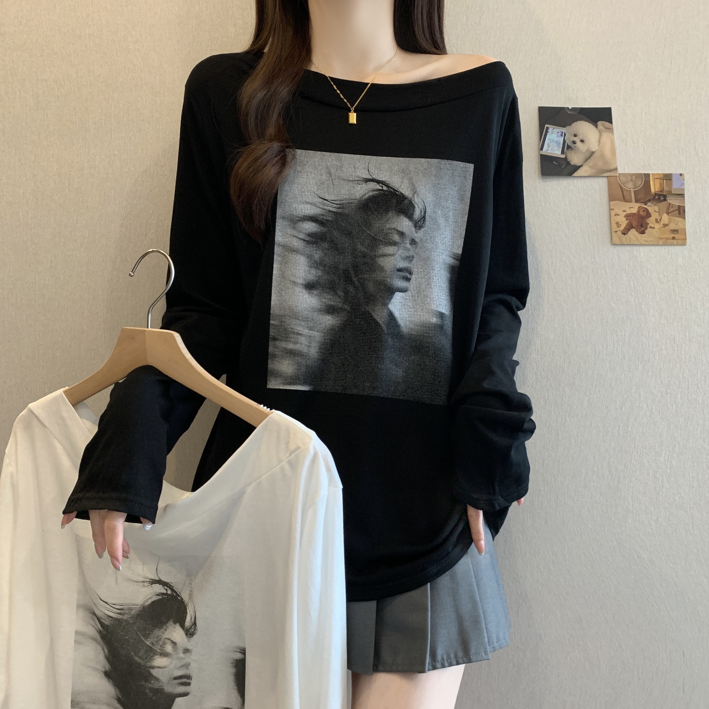 실사 빅 사이즈 새로운 디자인 센스 지방 mm 한 부서 아름다움 프린트 다용도 Tulle 자외선 차단 표지 고기 슬림해 보이는 맨위