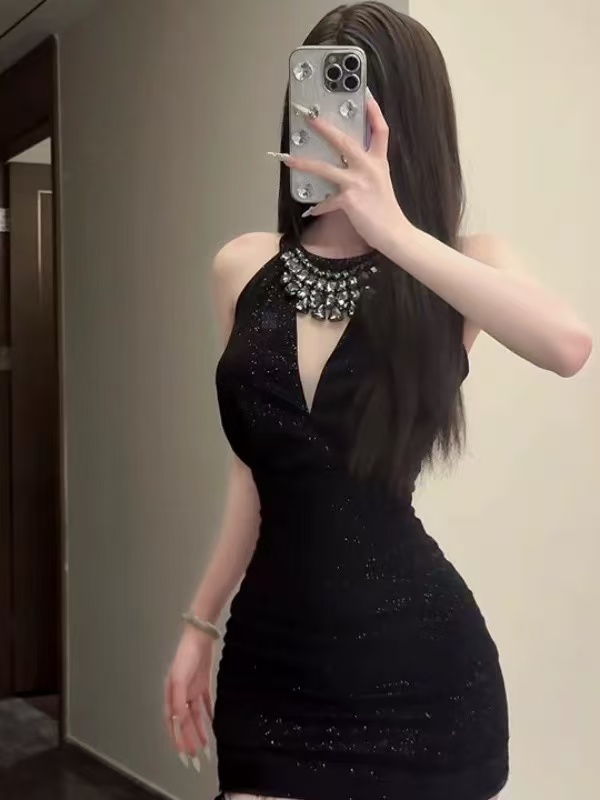 있음 선적 섹시함 핫걸 무거운 작업 다이아몬드 세팅 실 빈 여성 드레스 여름 새로운 품격 몸매 가꾸기 타이트 스커트 미니 스커트