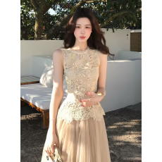 批发已出货 法式轻奢两件套夏高级感绝美气质<b class='q'>蕾丝</b>上衣网纱裙气质<b class='q'>套装</b>