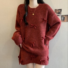 批发超好看深冬大码套高级感小香风显瘦红色针织毛衣半身裙两件套装