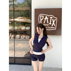 批发实拍~美式纯欲<b class='q'>休闲</b>运动<b class='q'>套装</b>女夏假两件上衣+辣妹短裤两件套