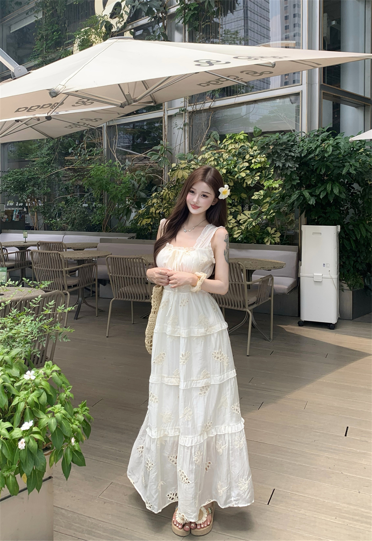 FA33582# ～日暮伊甸园吊带连衣裙女夏季仙女裙收腰长裙 服裝批發女裝批發服飾貨源