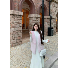 批发实拍～秋冬 宽松仿貂毛无袖马甲背心女+修身显瘦针织连衣裙长裙