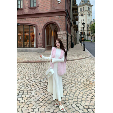 批发实拍～秋冬 宽松仿貂毛无袖马甲背心女+修身显瘦针织<b class='q'>连衣</b>裙<b class='q'>长裙</b>