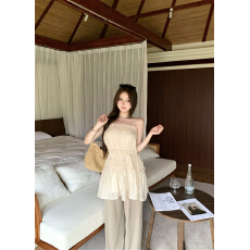 批发实拍～温柔垂感抽皱木耳边吊带<b class='q'>连衣裙</b>+松紧运动瑜伽卫裤休闲长裤