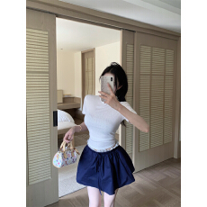 批发<b class='q'>实拍</b>~纯欲蕾丝收腰上衣 学院风花苞裙<b class='q'>裤</b>拼接假两件松紧腰半身短裙