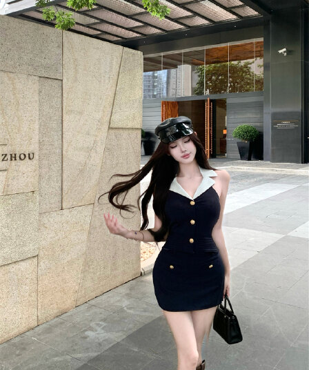 실사 중년 향기로운 향 고유 한 골드 버클 샤오시엔 행침 목 캐미솔 타이트 스커트 반 스커트 투피스 슈트 여성