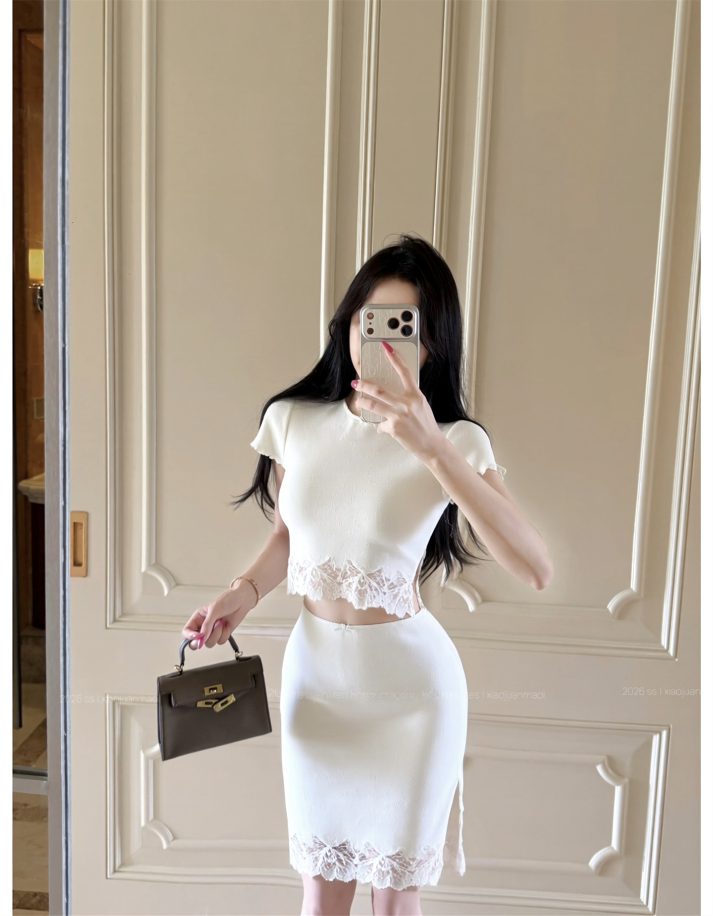 ～新款蕾丝拼接上衣搭包臀半身裙冲击力显瘦两件套女  服裝批發女裝批發服飾貨源