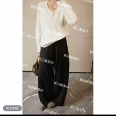 批发【熙贝薇9 莱赛尔羊毛松紧腰抽绳宽松高密度加厚弯刀阔腿<b class='q'>裤</b>