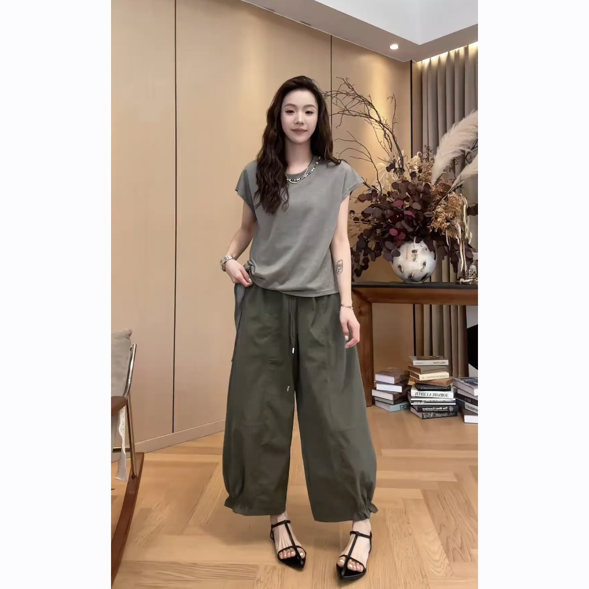 qeiiwmvip SEVEN 안뜰 봄 프랑스식 고급 센스 표지 고기 3 차원 자르기 둘 착용 드레스