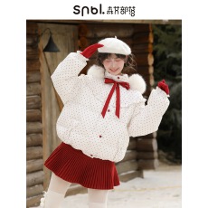 批发<b class='q'>森女</b>部落甜美风红波点90白鸭绒连帽羽绒服女2025新款冬季宽松<b class='q'>外套</b>