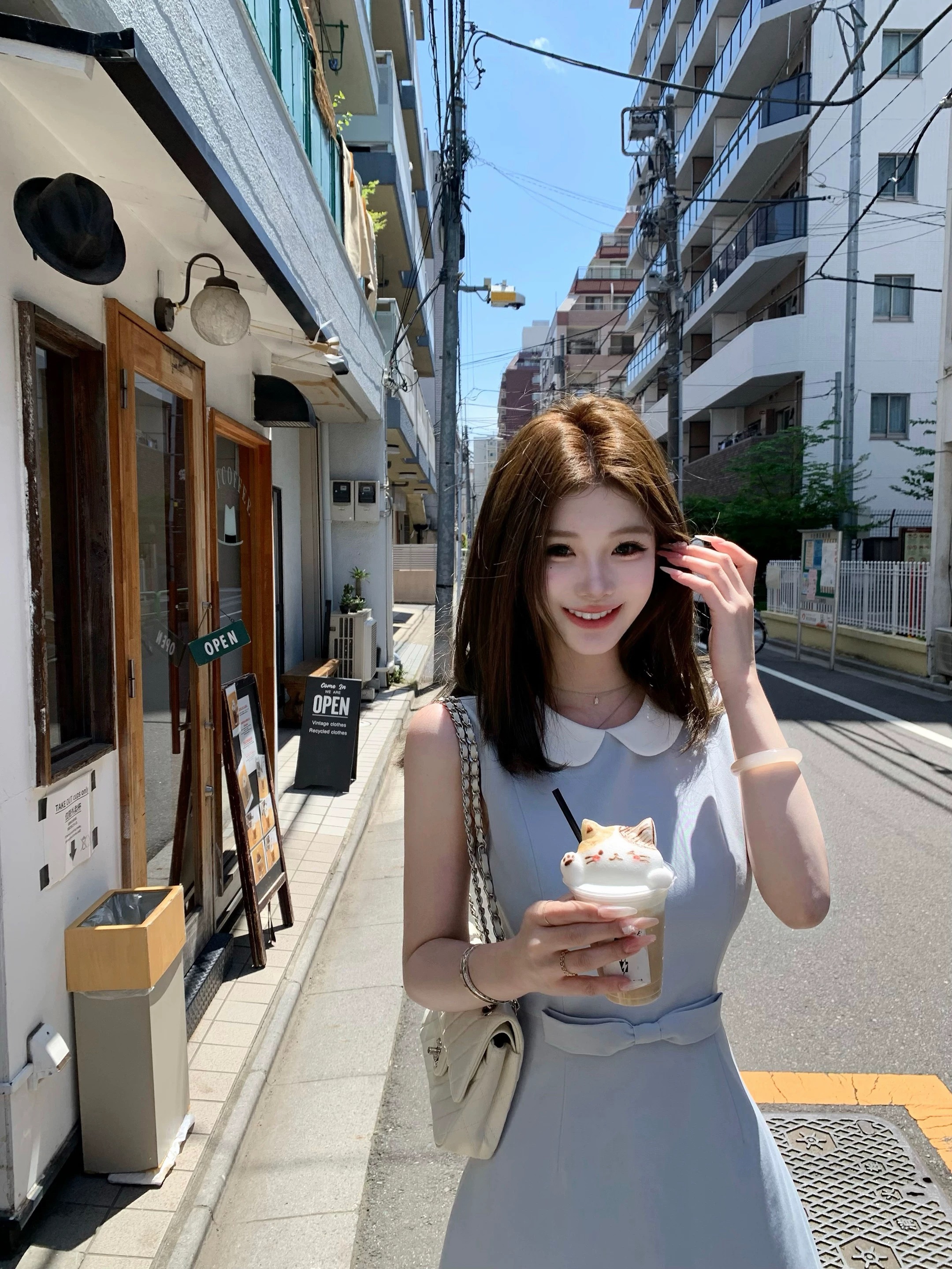 05 26 jmshop 윈저 미스 tr 사선 무늬 웨스트 로드 중 베이비 칼라 드레스 한 마디 민소매 조끼 스커트