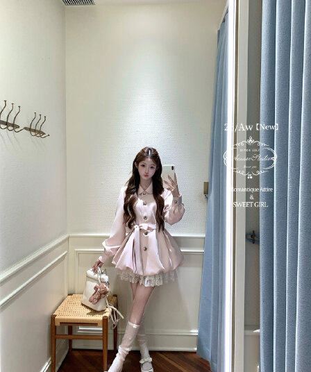 acaine8 24 20 00 95 할인 부드러운 라스베리 뮤 S 한 부서 캐주얼 벌룬 소매 프로필 모양 바람막이