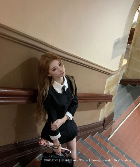 coolline 숲 희 여학교 폭풍 페이크 레이어드 다크 바람 jk 학원 정장 치마