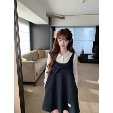批发初梦POKEMENG 软糖少女磨毛空气层软糯背心裙<b class='q'>连衣裙</b><b class='q'>娃娃领</b>套装