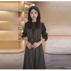 批发nuobeiyin/诺贝因冬季加厚洋气拼接假两件气质<b class='q'>连衣裙</b>