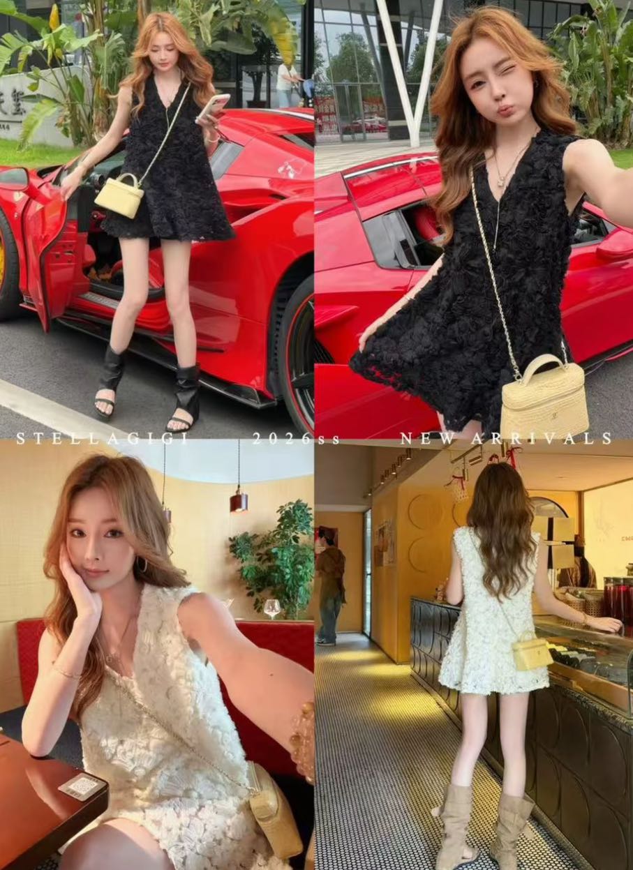sg 양 에 따르면 샨 ss 무거운 작업 3 차원 자수 꽃 V넥 민소매 드레스