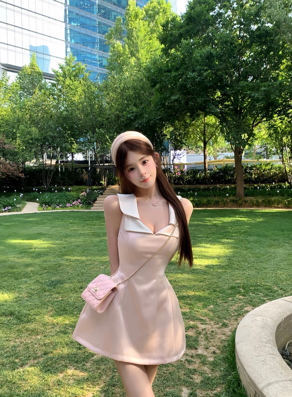 백조 er 분말 조정 달콤한 머리말 슬림해 보이는 품격 섹시함 패션 작은 대중 드레스