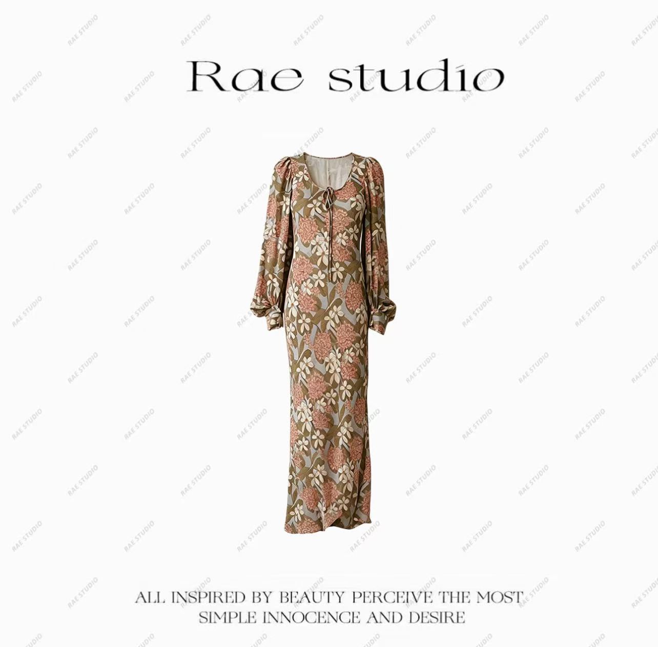 rae 꽃 객실 안개 언어 여름 새로운 프랑스식 레트로 허리 수축 슬림해 보이는 품격 꽃무늬 드레스