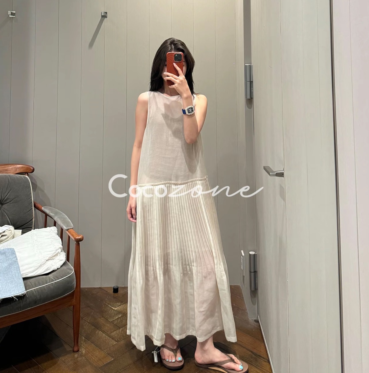 coco zone 리우 하나씩 우아함 수식 26 여름 섹션 라운드 넥 민소매 패치워크 드레스