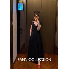 批发饭饭FANN COLLECTION逐影 <b class='q'>亚麻</b>莱赛尔法式短袖系带<b class='q'>连衣裙</b>