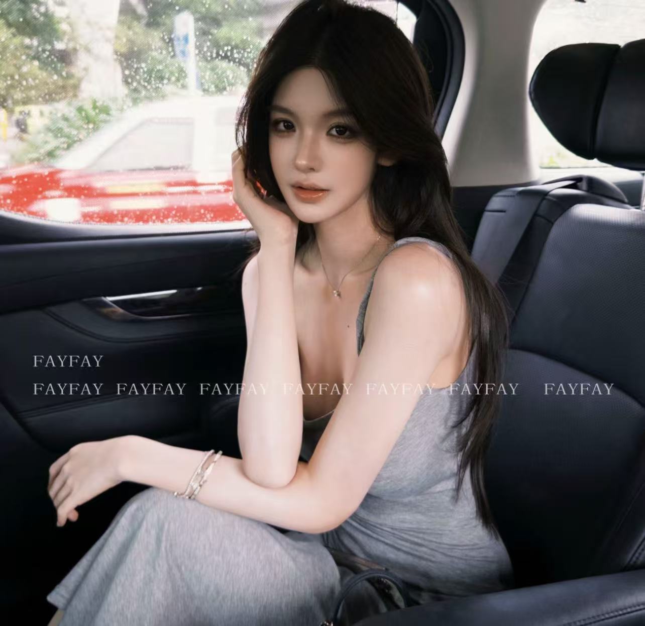 fay 구름 센스 프라임 회색 순수한 욕망 바람 캐주얼 디스플레이 쇄골 대 u 뒤로 슬림해 보이는 슬립 타이트 스커트 중간 길이 치마