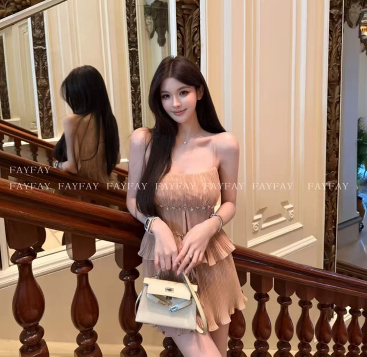 fay 훈련 사슬 수년 플리츠 기질 비싼 에어 드릴 체인 부드러운 우아함 패션 세트