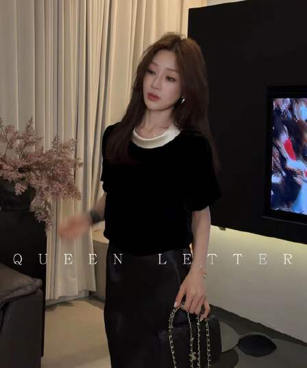 queen letter 작은 그는 벤 고급 품격 다용도 반소매 민소매 맨위 레트로 새틴 반신 스커트