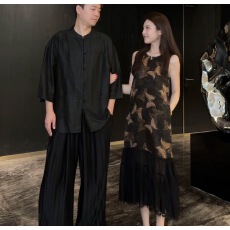 批发YUYU WANG蝶落纱100桑蚕丝古法<b class='q'>香云纱</b><b class='q'>连衣裙</b>
