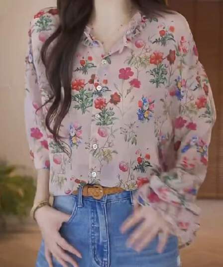 boxue 브로케이드 와일드 주간 실크 통기성 고급 센스 전원 꽃무늬 빛 럭셔리 맨위
