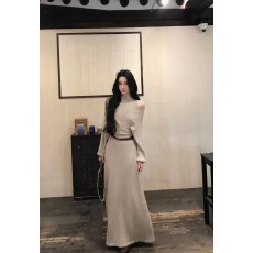 批发有洧知性姐姐气质长裙显瘦长袖针织夏季复古高级感<b class='q'>连衣裙</b>