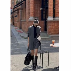 批发FIINAL《巴黎回忆录》提花条纹无领廓形<b class='q'>西装</b>+裤裙套装