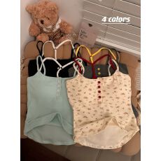 批发纯欲挂脖双肩带拼色吊带背心女秋<b class='q'>冬</b>带胸垫性感外穿打底内搭上衣潮