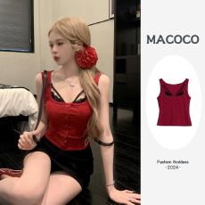 批发带胸垫假两件纯欲风<b class='q'>碎花</b>小吊带女甜辣蕾丝拼接背心夏针织短款<b class='q'>上衣</b>