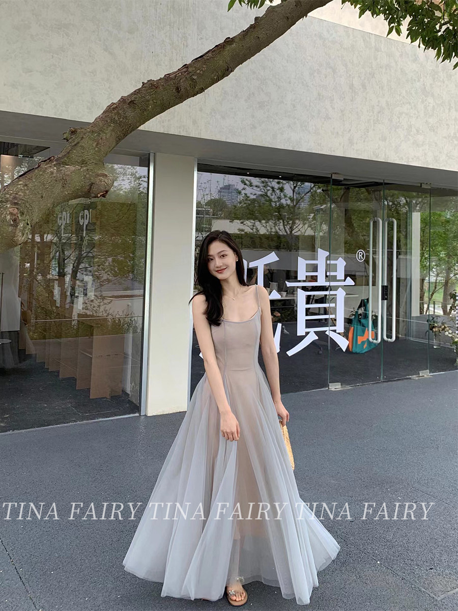tina fairy 예술 건강 녹색 롱 스커트 투피스 세트