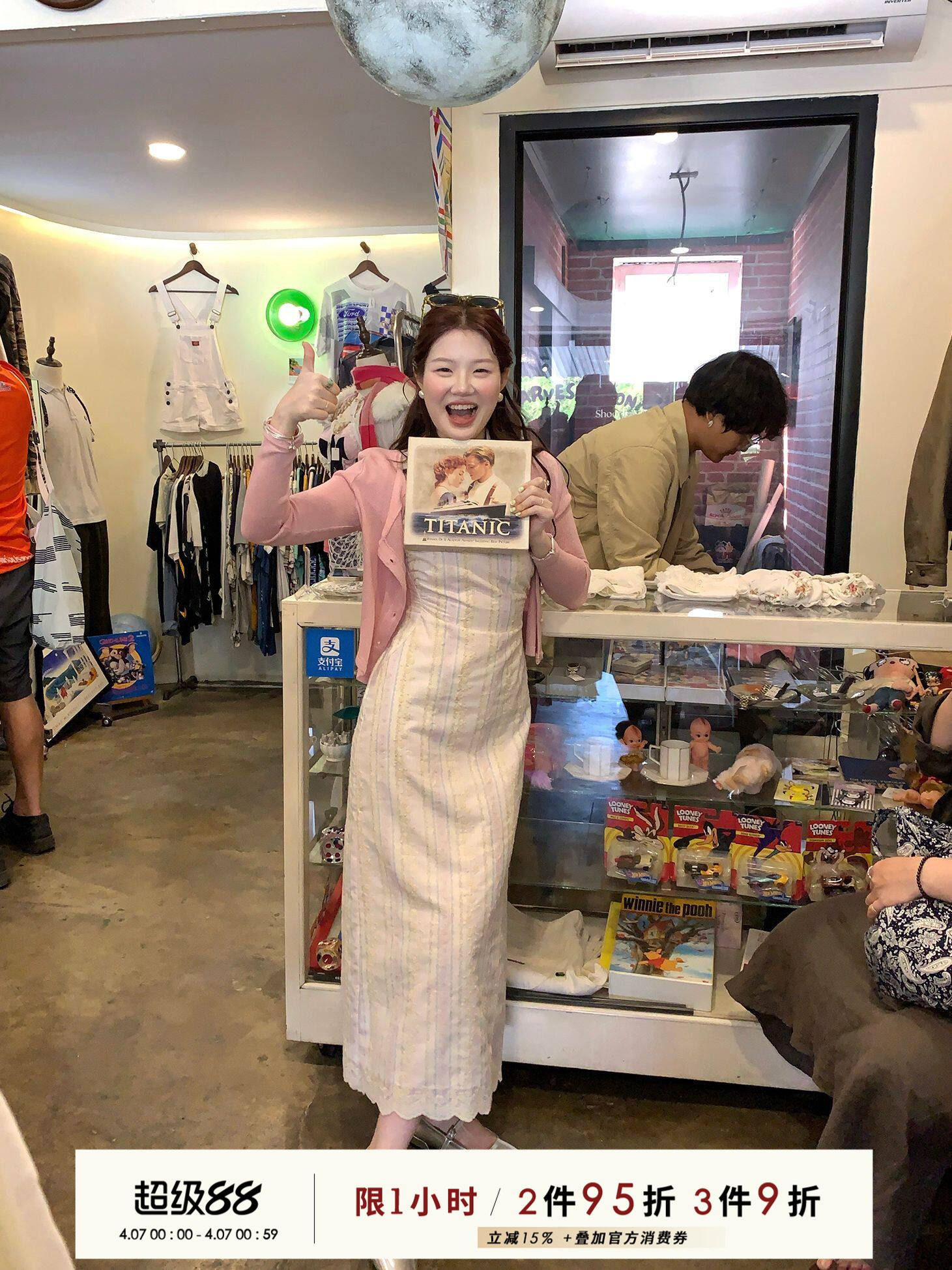 화재 화재 화재 달빛 흰색 대나무 야오 새로운 중식 스트라이프 개선 치파오 여성 꽃무늬 여름 꽃잎 소매 드레스