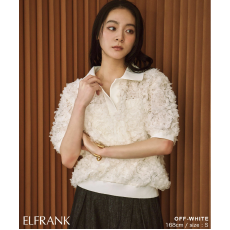 批发日系高级感立体花瓣POLO领上衣 泡泡袖宽松针织衫 温柔风百搭显瘦