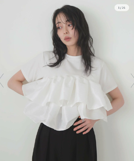 일본식 여름 새로운 이중층 프릴 패치워크 여성 흑인과 백인 순면 맨위 패션 ol 맨위