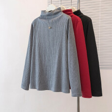 批发实拍大码半高领正肩长袖T恤女加厚<b class='q'>秋</b>冬胖mm遮肉减龄显瘦内搭上衣