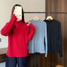 批发实拍大码T恤女2025年<b class='q'>秋</b>季新款显瘦百搭纯色加厚打底衫上衣针织衫