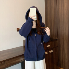 批发实拍大码连帽卫衣女杨幂同款2025年秋冬开衫拉链百搭韩版宽松外套