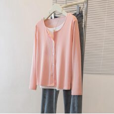 批发实拍大码长袖秋季2025新款假两件紫色修身百搭胖mm显瘦T恤上衣女