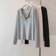 批发实拍大码打底衫女秋季薄款内搭上衣2025新款正肩修身显瘦长袖t恤