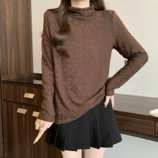 批发实拍大码女装韩版半高领气质t恤女冬胖mm时尚内搭保暖打底衫上衣