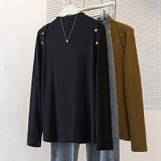 批发实拍大码女装韩版半高领t恤女<b class='q'>冬</b>胖mm减龄气质内搭保暖打底衫上衣