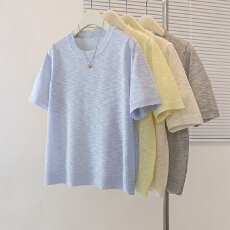 批发实拍韩系简约短袖T恤女2026夏季新款针织<b class='q'>小衫</b>百搭打底上衣胖妹妹