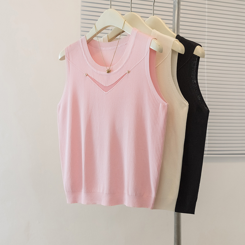 RY4142# 实拍大码针织背心女2026年夏季新款气质显瘦吊带外穿内搭无袖上衣