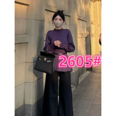 批发慵懒风紫色半高领蝙蝠袖针织衫女秋冬小众设计感<b class='q'>宽松</b>显瘦毛衣上衣