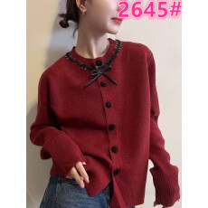 批发欧洲站2025冬季<b class='q'>韩版</b>时尚圆领亮片系带单排扣净版针织衫<b class='q'>毛衣</b>开衫潮