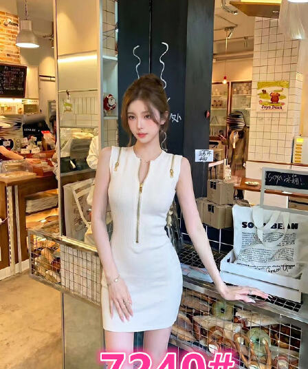 프랑스식 미니멀리즘 순수한 욕망 바람 니트 드레스 여름 새로운 디자인 센스 작은 대중 슬림해 보이는 다용도 미니 스커트